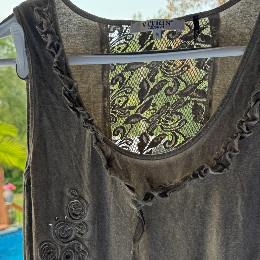 Black Sleeveless Dress with Lace Detail